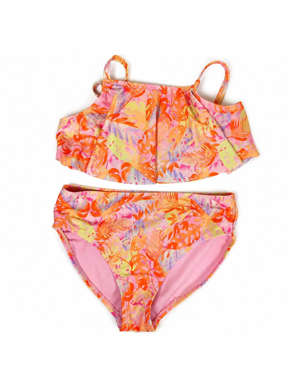 Girls Tropical Bikini 2 Piece Swimsuit - Size L 10-12 Set - Recycled Materials